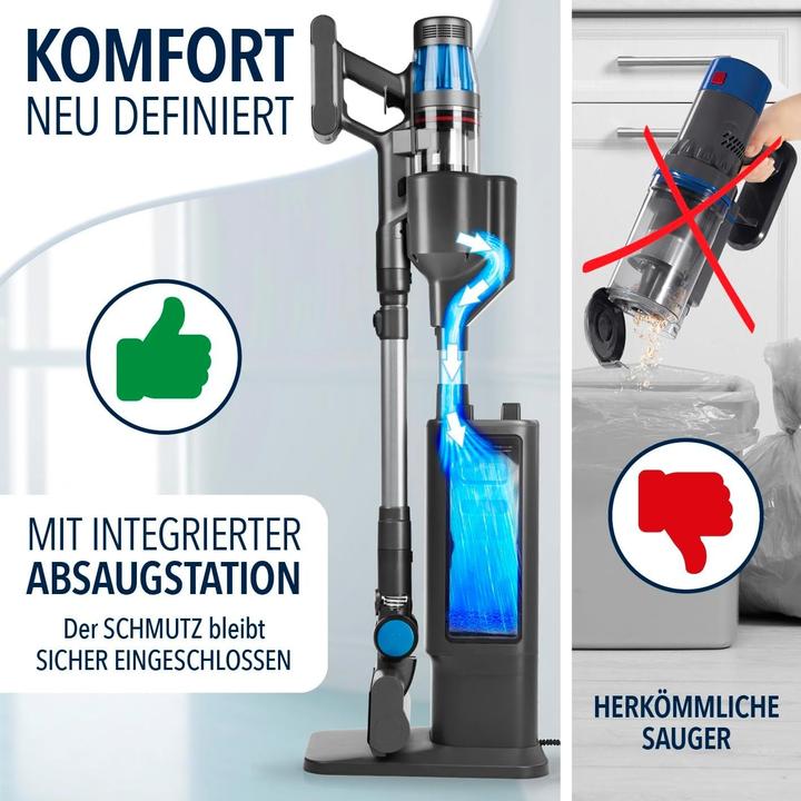 Actual product image CleanMaxx AeroTec Cordless Vacuum with Auto-Empty Station, 34 kPa Suction, 60-Min Runtime, UV-C Mite Nozzle