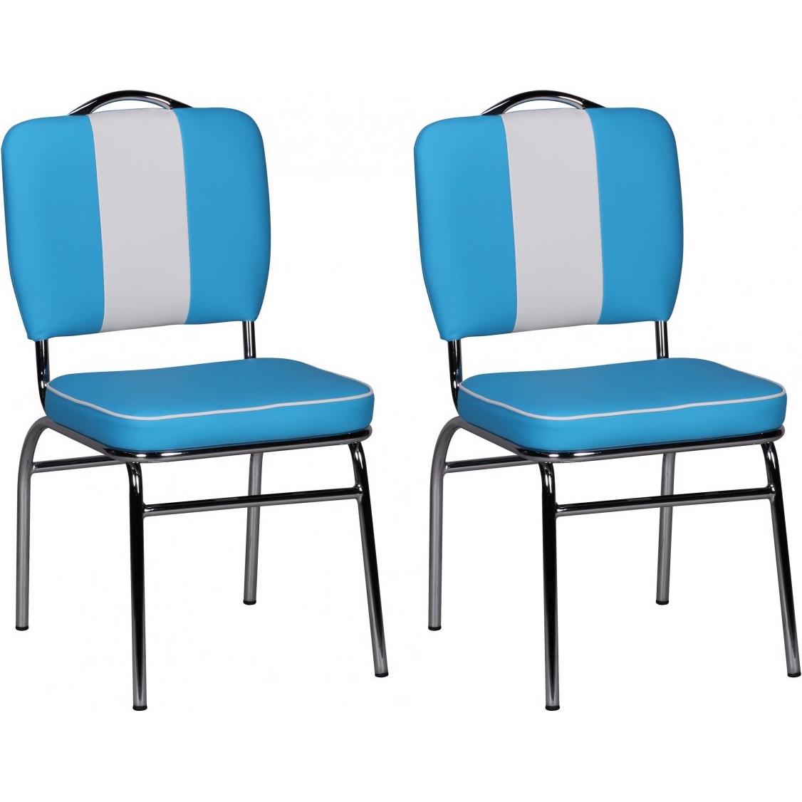 FineBuy, Stühle, Esszimmerstuhl 2er Set Kunstleder Blau