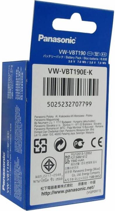 Immagine prodotto Panasonic Vw-Vbt190e-K (Accumulatore di carica elettrica)