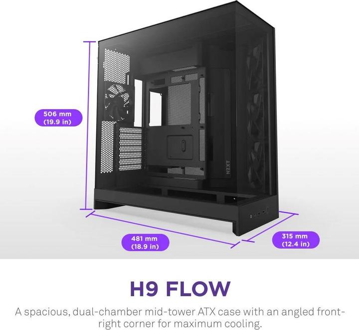 Actual product image NZXT H9 Flow (ATX, E-ATX, mATX, Mini-ITX)