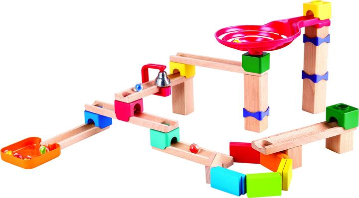 Actual product image Hape Two lane marble run with dominoes