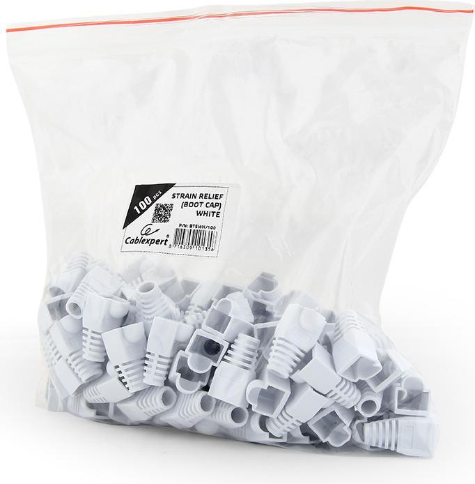 Actual product image Gembird BT5WH/100 strain relief (boot cap) baltas (100 pieces) (S/UTP, CAT5, 0.10 m)