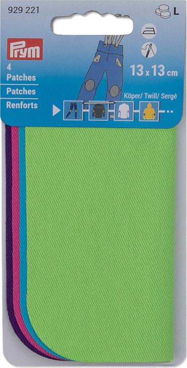 Image du produit Prym Patchs sergé, vert, turquoise, rose, violet 13 x 13 cm, 4 pcs. (4 x)