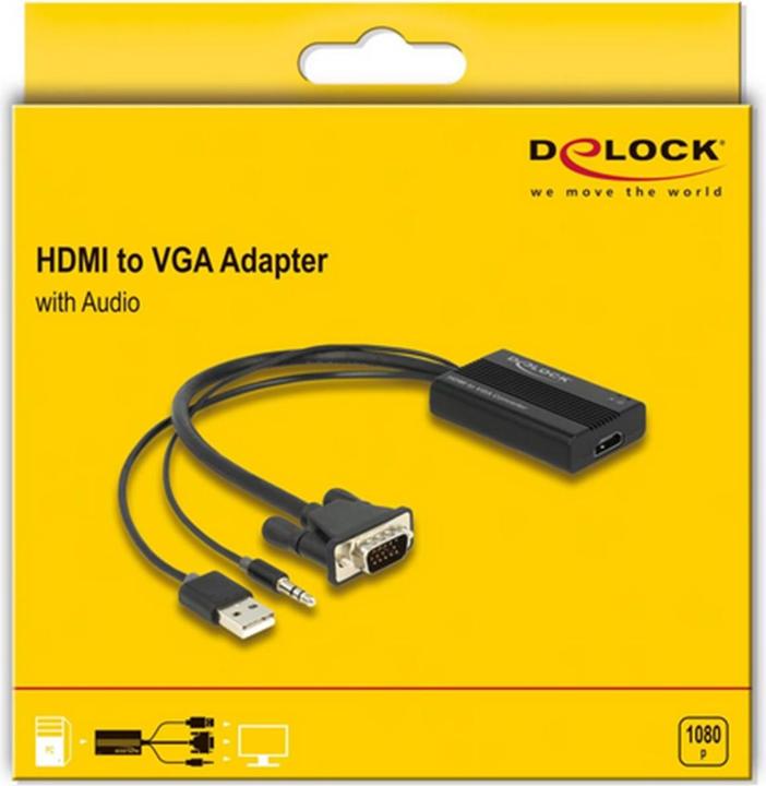 Produktbild Delock HDMI zu VGA Adapter mit Audio 25 cm (HDMI, 15.50 cm)