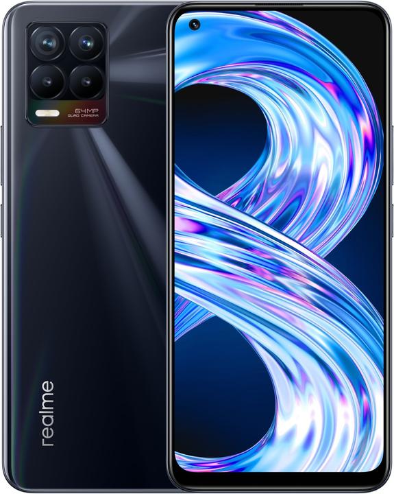 Produktbild realme 8 DualSim 8 GB Ram / 128 GB Rom (128 GB, Punk Black, 6.40", Dual SIM + SD, 4G)