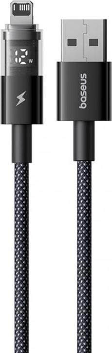 Image du produit Baseus Câble USB-A vers Lightning Display 2, 18W, 2.4A, 2m, Noir (2 m, USB 3.2 Gen 1, 18 W)