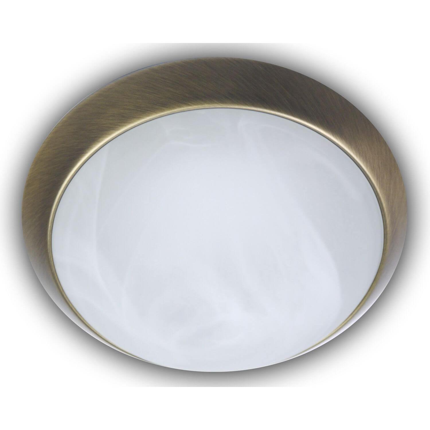 Niermann Stand By, Wandleuchte + Deckenleuchte, Niermann LED 10W Deckenleuchte Alabaster-Glas, Altmessing, 30cm, warmwei...