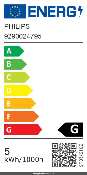 Energy Label Philips Hue White (E14, 4.50 W, 300 lm, 1 x, G)