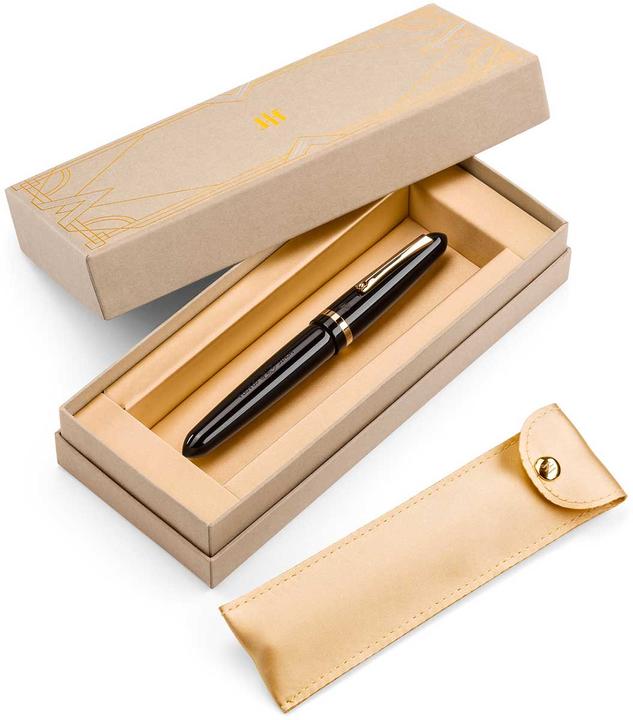 Actual product image Montegrappa Isven54c Venetia fountain pen, black, yellow gold, 14k M nib (Black)