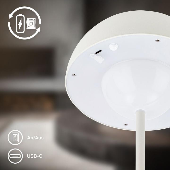 Produktbild Briloner Brilo unplugged KUGLE Akku LED Tischleuchte, stufenlos dimmbar - Altweiss (250 lm)