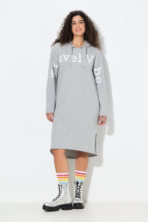 Image du produit Ulla Popken Robe midi en molleton, message format XL, capuche et manches longues (60)