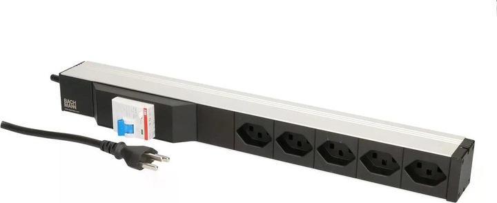 Produktbild Bachmann 19 PDU 5x T23, 1HE, Fi Schalter, Schwarz