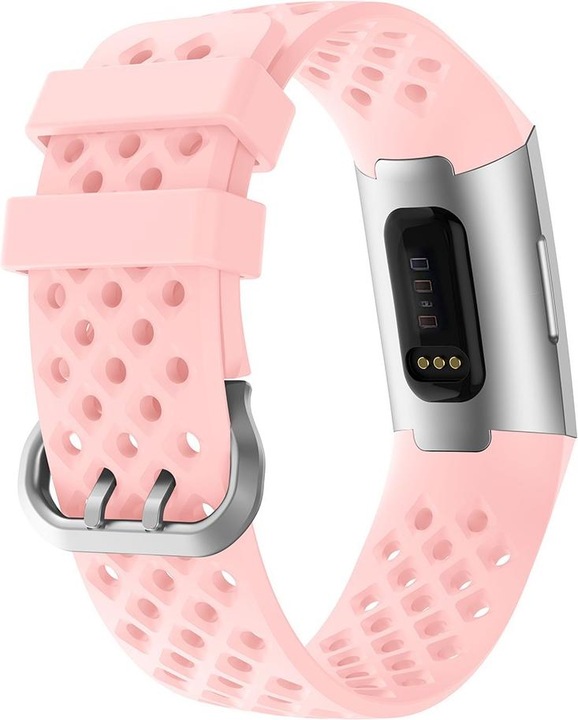 Actual product image Cover-Discount Fitbit Charge - silicone sports bracelet perforated pink (Silicone, Charge 3, Charge 4)