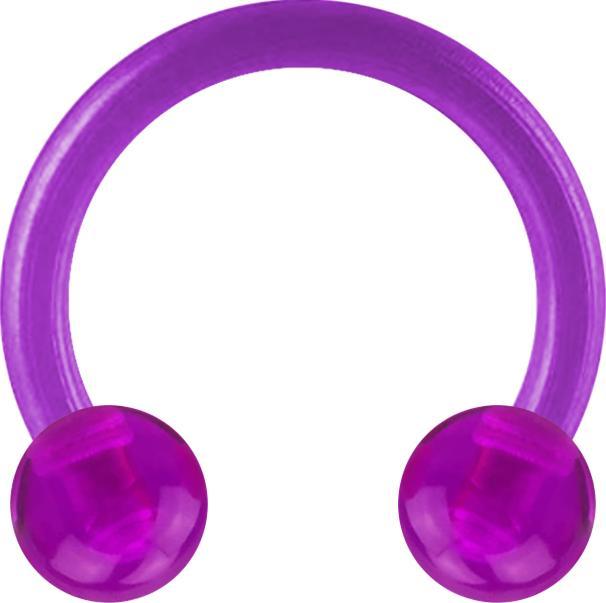 Actual product image Star Piercing Micro Circular Barbell violet transparent with two balls (Plastic, without brass)