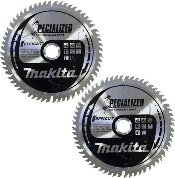 Produktbild Makita CMSF16560E SPECIALIZED EFFICUT Sägeblatt 165 x 1,85 x 20 mm 2 Stk. ( 2x B-69864 ) 60 Zähne