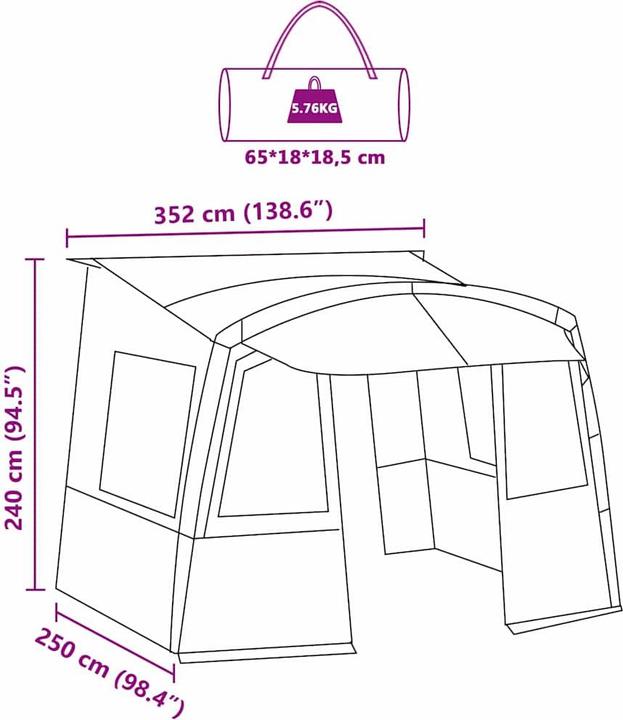 Produktbild vidaXL Heckklappenzelt (5.80 kg)