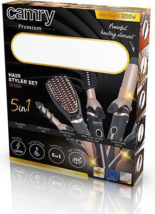 Productafbeelding Camry Haarstyler CR 2024 1200 W, Zwart / Roségoud (32 mm, 19 mm)