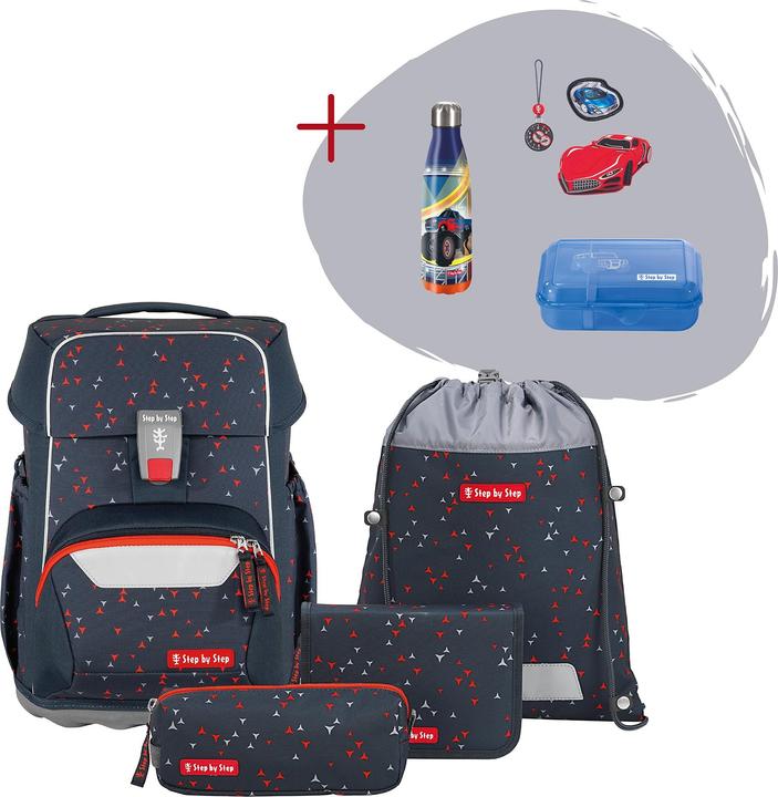 Step by Step Schulranzen-Set BASIS „Anthrazit Triangles“, 7-tlg. (20 l)