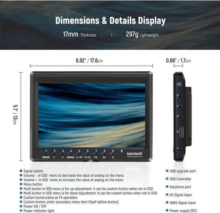 Actual product image Neewer F100N (7", HD)