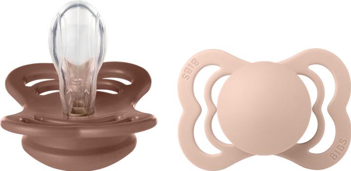 Immagine prodotto Bibs Succhietto in silicone Supreme (confezione da 2), Woodchuck/ Blush (taglia 1, 0-6M) (2 x, fino a 6 M.)