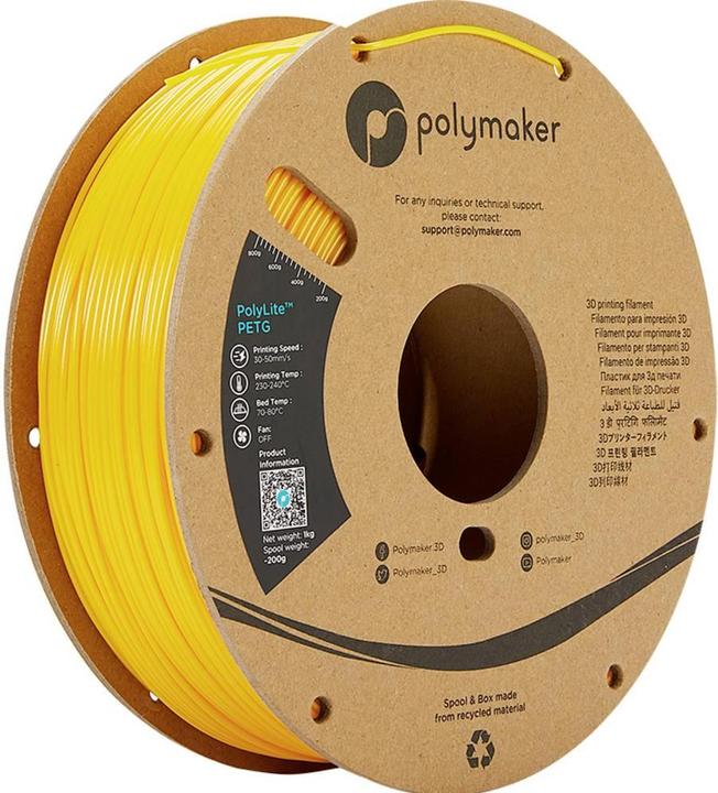 Actual product image Polymaker PolyLite PETG V2 - Yellow - 1.75mm (PETG, 1.75 mm, 1000 g, Yellow)