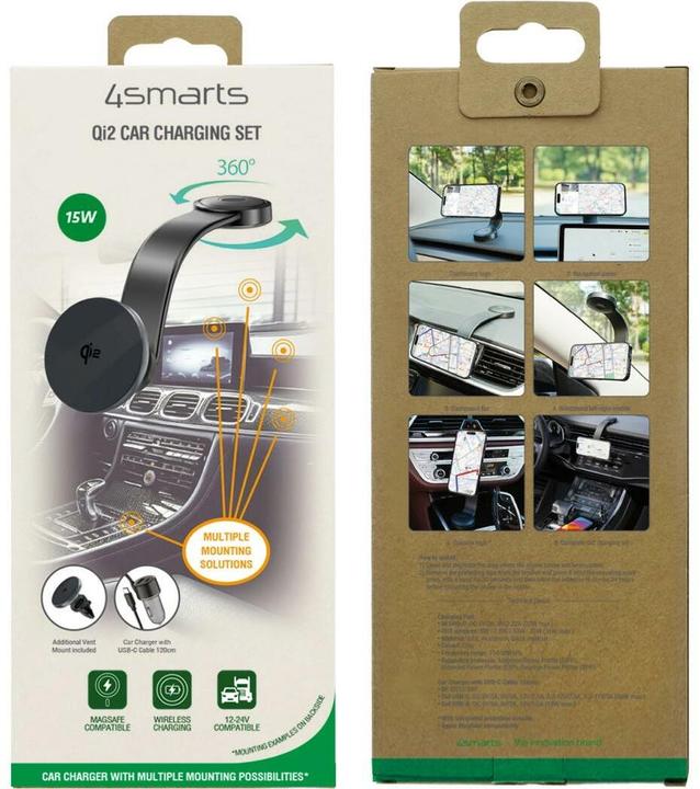 Productafbeelding 4smarts Qi2 auto oplaadset grijs