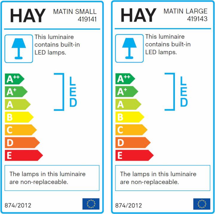 Etichetta energetica HAY Lampada da tavolo Matin S Yellow (150 lm)