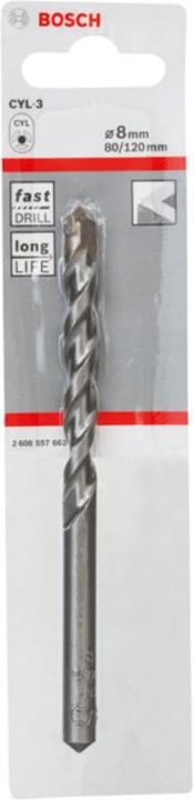 Produktbild Bosch Professional Zubehör Betonbohrer CYL-3, 8 x 80 x 120 mm, d 7,5 mm, 1er-Pack (8 mm)