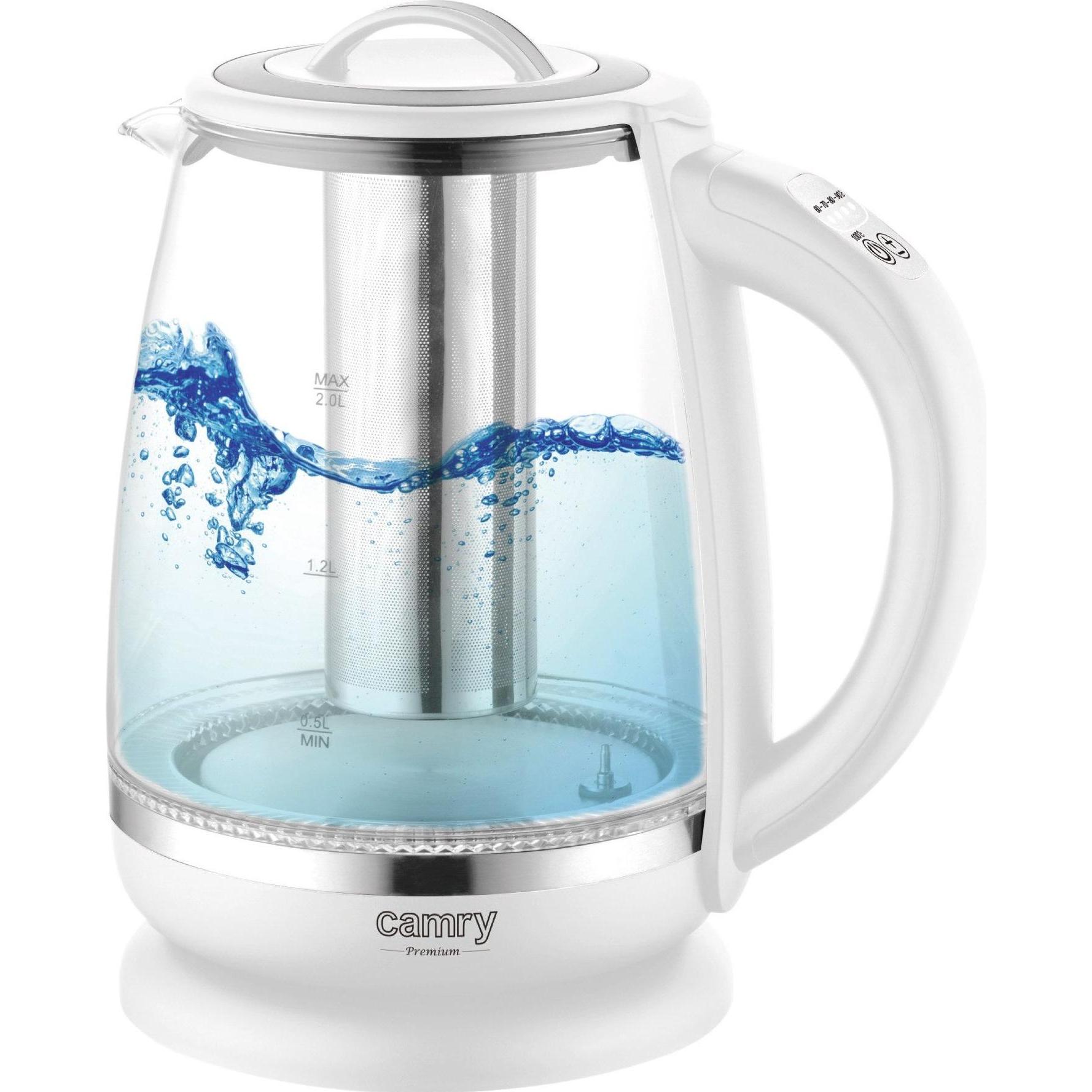 Camry Czajnik elektryczny CR 1290w biały, Bollitore, Bianco