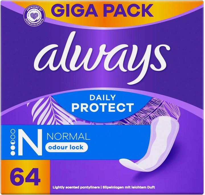 Actual product image Always Slipeinlage Daily Protect Normal mit leichtem Duft Gigapack 64 Damenbinde 64 Stück (64x)