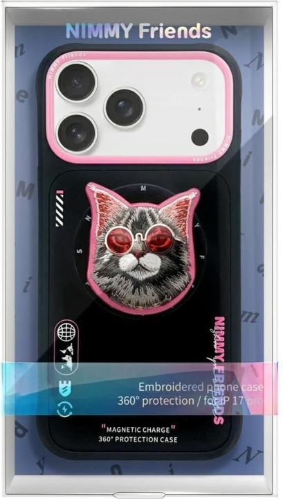 Produktbild Nimmy Etui Glasses Cool Cat MagSafe do iPhone 17 czarno różowy (Apple iPhone 17)
