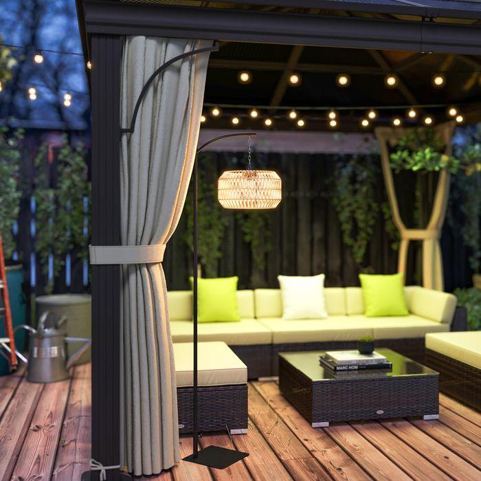Produktbild Swisshandel24 Stehlampe Rattan Solarlampen mit Lichtsensor Boho-Stil IP44 (15 lm, IP44)