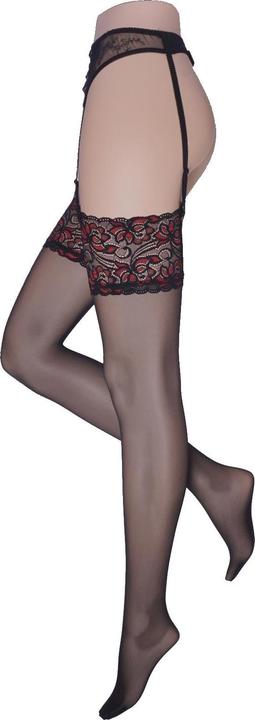 Immagine prodotto Levee Satin Sheers Calze da reggicalze, colore 601 nero-rosso, taglia 40-42 (20 DEN, 40 - 42)