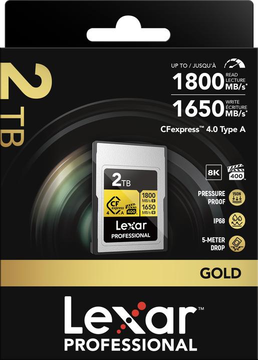 Produktbild Lexar CFexpress PRO Type A Gold 4.0 Series 2TB R1800/W1650MB/s - VPG400 (2000 GB, CFexpress, CFexpress Typ A)