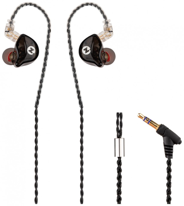 Actual product image Intezze ALPHA in-ear headphones with dynamic converters and silver-plated detachable cable Black