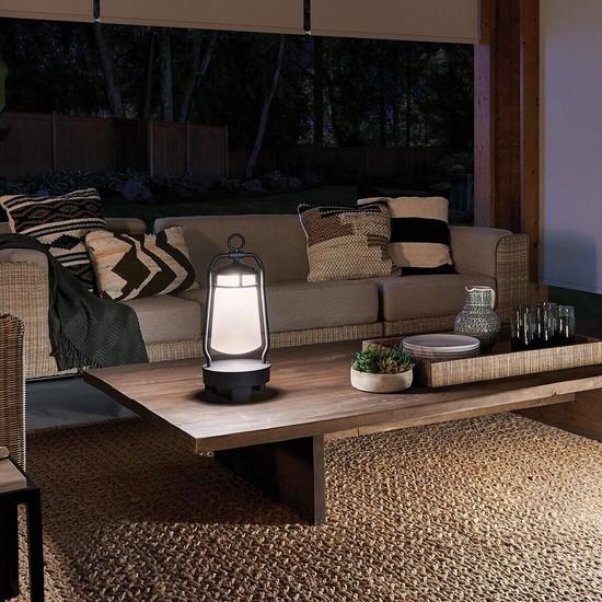 Immagine prodotto Elstead Lighting Lyndon LED lampada da terra per esterni 48cm Altoparlante Bluetooth Strutturato nero IP44 (250 lm, IP44)