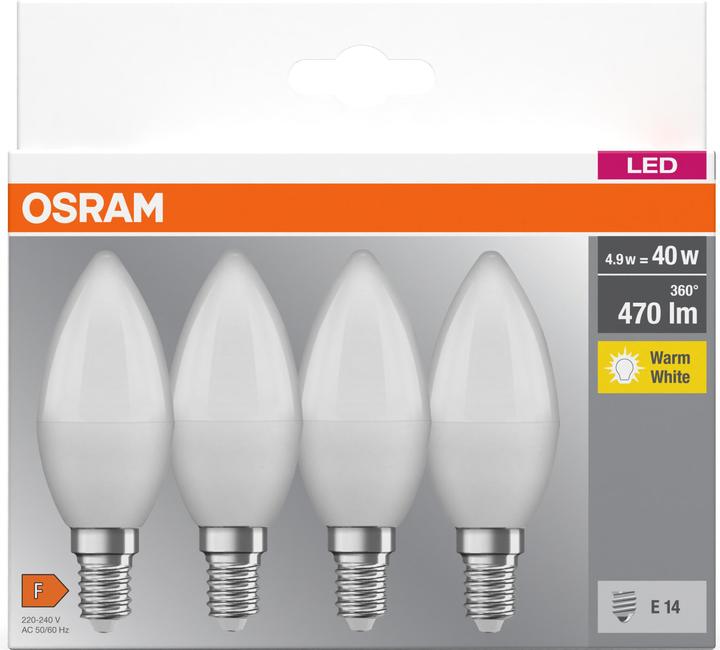 Actual product image Osram Base Classic B (E14, 5.70 W, 470 lm, 4 x, F)