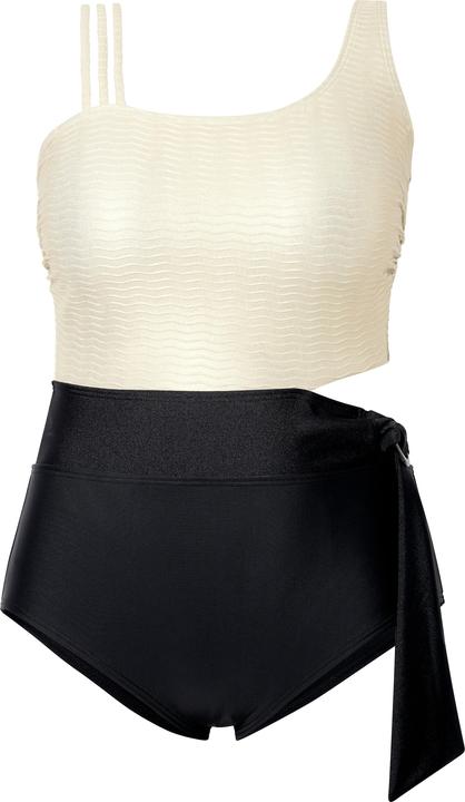 Image du produit Ulla Popken Maillot de bain avec bonnets souples, découpe et tissu doré sur le haut, matière recyclée (48)