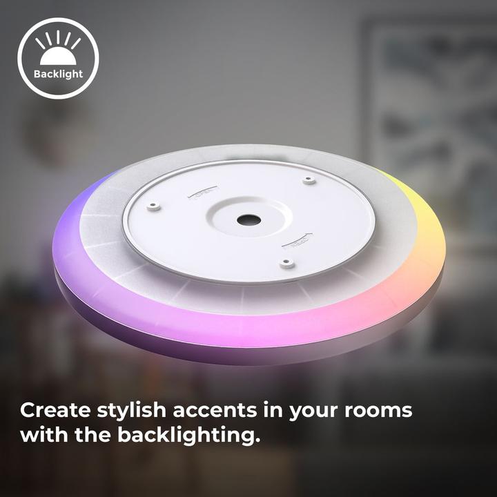 Actual product image B.K.Licht Ultra-flat RGB/W-LED panel with backlight, black, 1xLED/15W (1850 lm)