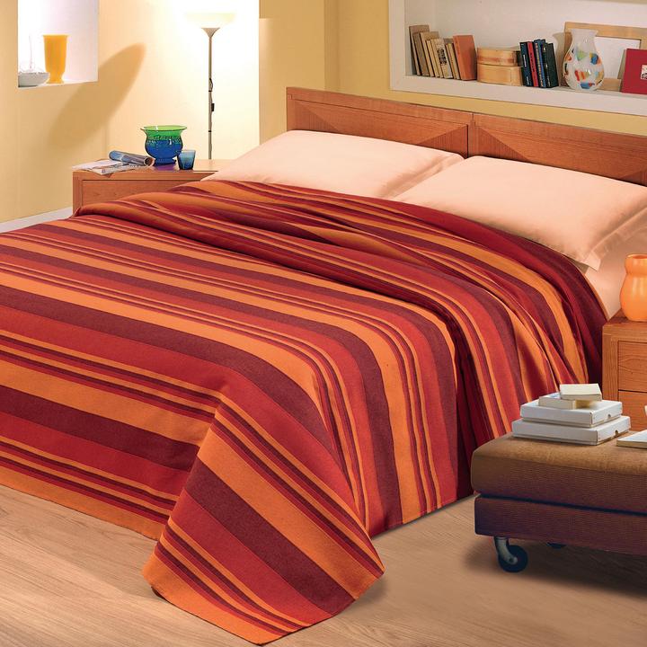 Produktbild Casativo Tagesdecke gestreift aus Baumwolle, orange, 260 x 260 cm (260 x 260 cm)