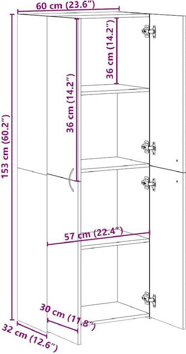 Image du produit vidaXL Aktenschrank (32 x 60 x 153 cm)