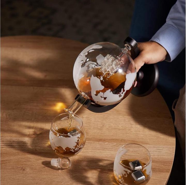 Immagine prodotto Oak & Steel Set di bicchieri da whisky e decanter Globus (1.50 l)