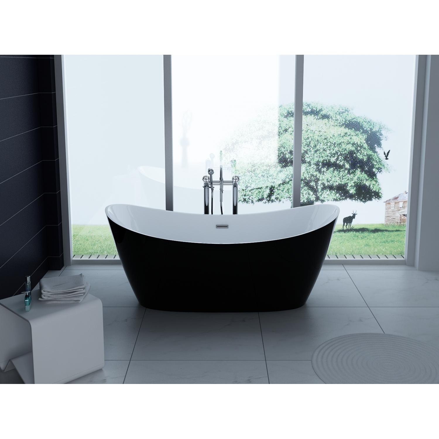 Thumbnail - PureHaven, Badewanne, freistehende Acryl-Badewanne 170x80 cm elegant inkl. Siphon Überlaufschutz leicht zu pfleg (200 l,...