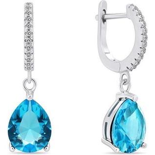 Brilio, Ohrringe, Silver - Charming silver earrings with blue zircons EA638WLB
