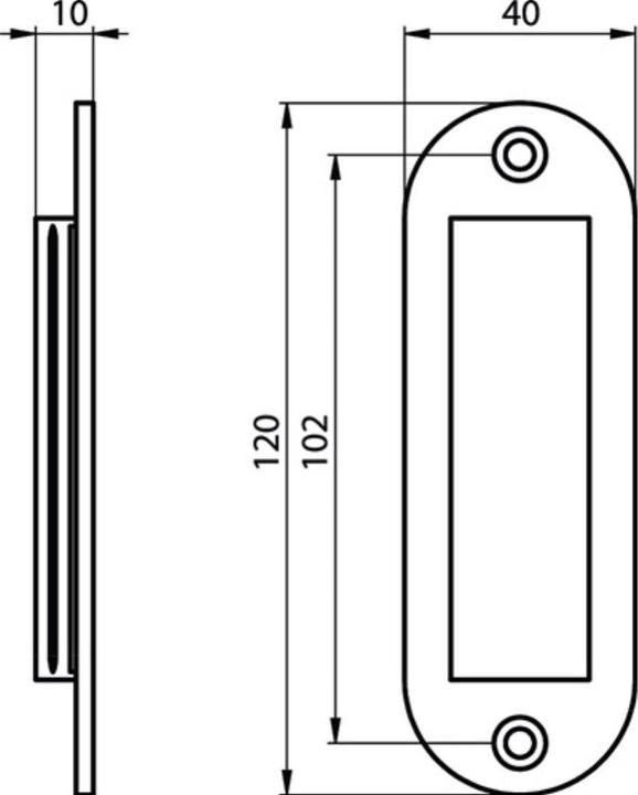 Actual product image Hermeta Sliding door shell aluminium black powder-coated oval 2 x Ø 5 mm length 120 mm width 40 mm