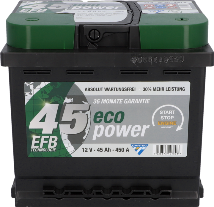 Actual product image Cartec Eco Power 45 EFB (12 V, 45 Ah, 400 A)