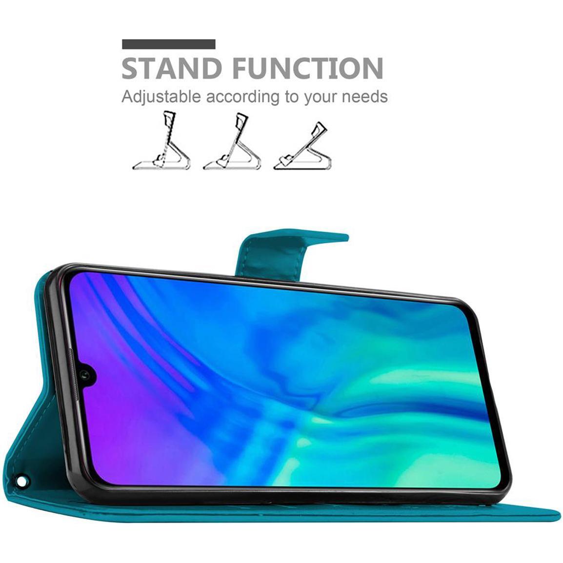 Thumbnail - Cadorabo Flower Book Cover (Honor 20 Lite), Smartphone Hülle, Blau