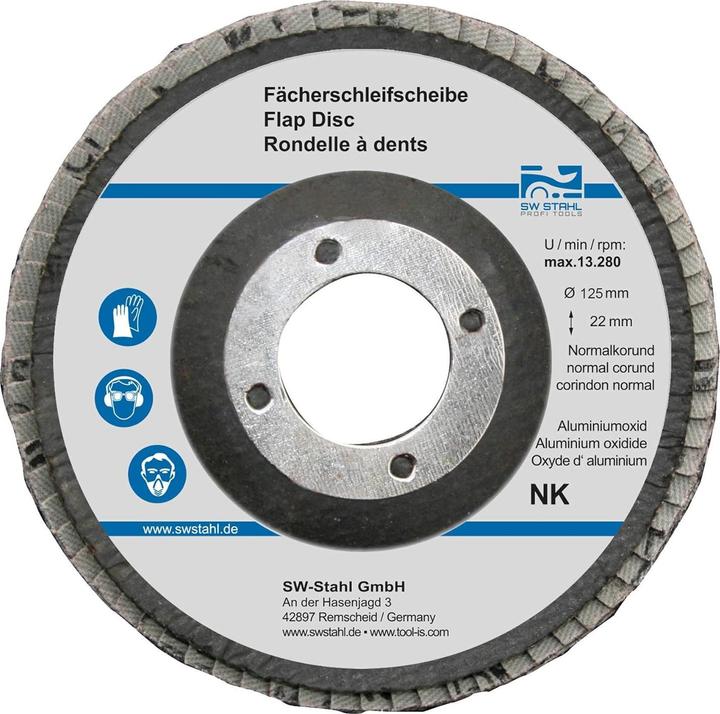Immagine prodotto SW-Stahl 82314L Disco lamellare I Dischi abrasivi 125 mm per smerigliatrici angolari I NK60 I 10 pezzi