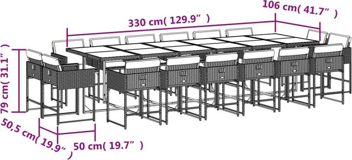 Produktbild vidaXL Garten Essgruppe (330 x 106 x 73 cm)