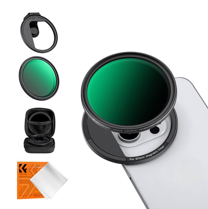 K&F Concept 67mm Magnetic Phone Clip + 67mm Magnetic ND232 Filter, HD, Coated, Waterproof, Scratch-resistant, C
